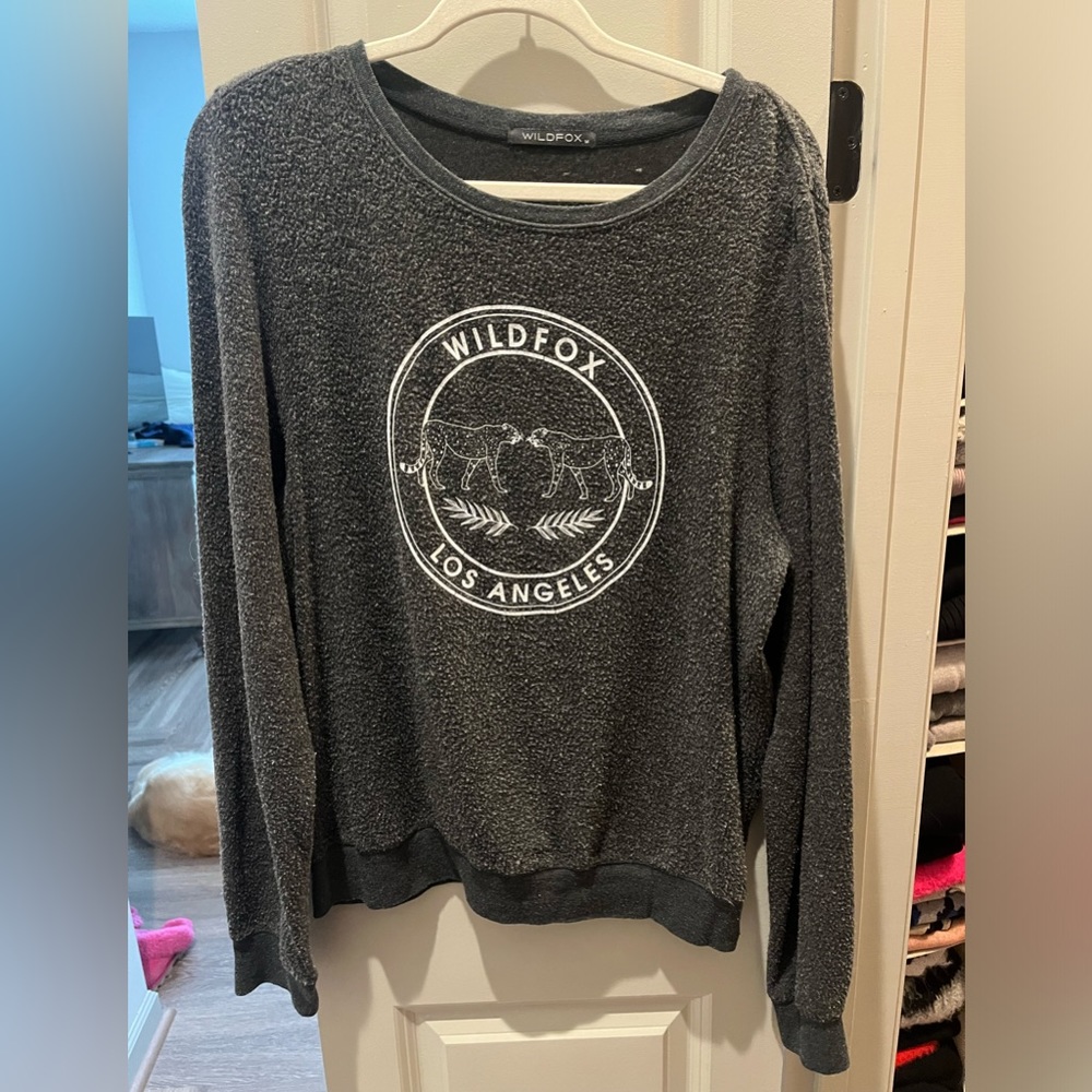 Wildfox grey cheetah/los angeles pullover